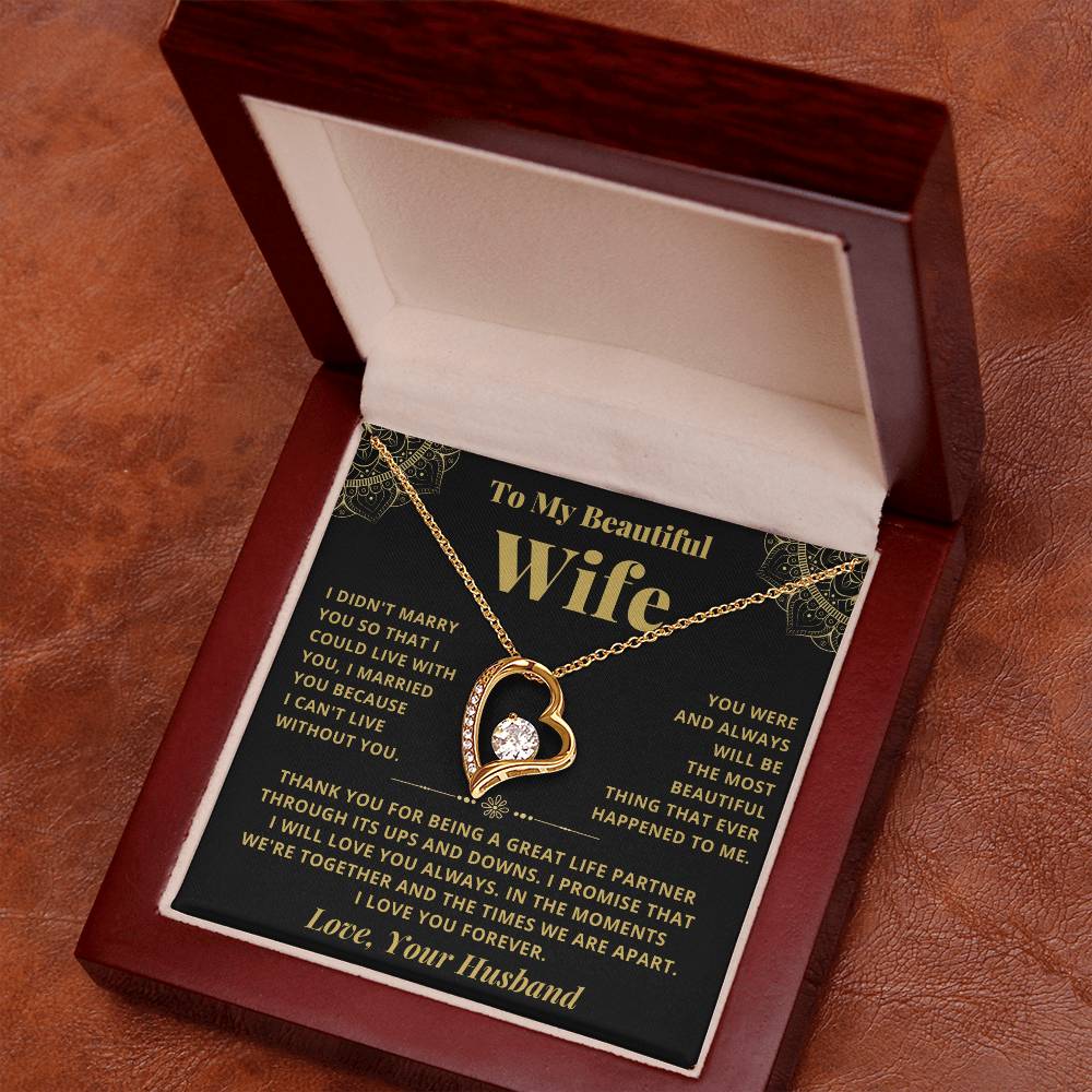 To My Beautiful Wife - Always - Forever Love Necklace