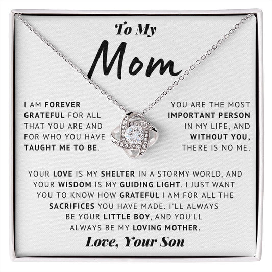 To My Mom - Thank You - Love Knot Necklace