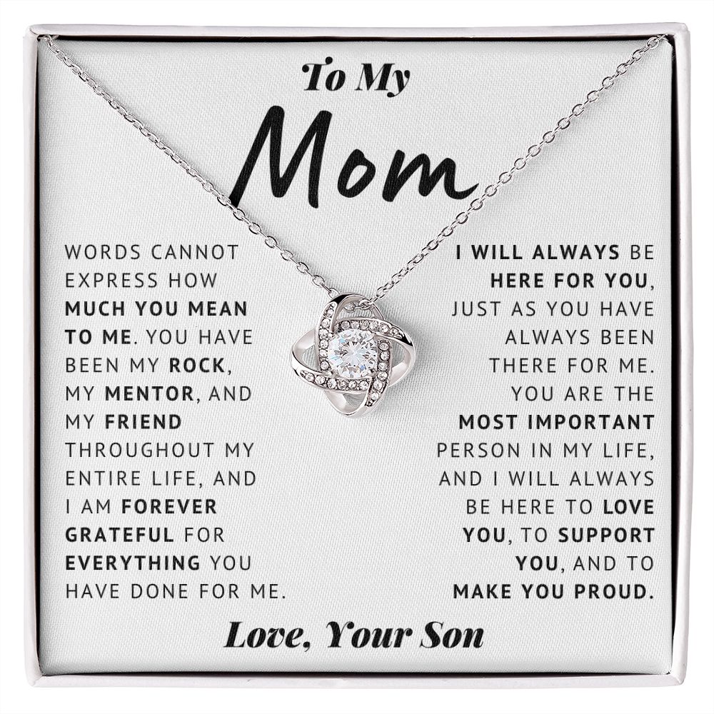 To My Mom - Thank You - Love Knot Necklace