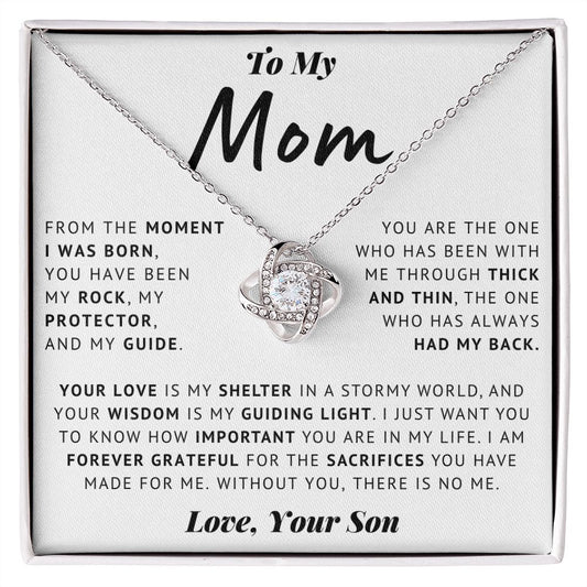 To My Mom - Grateful - Love Knot Necklace