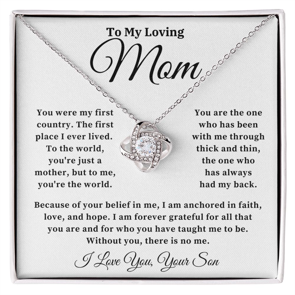 To My Loving Mom - The World - Love Knot Necklace