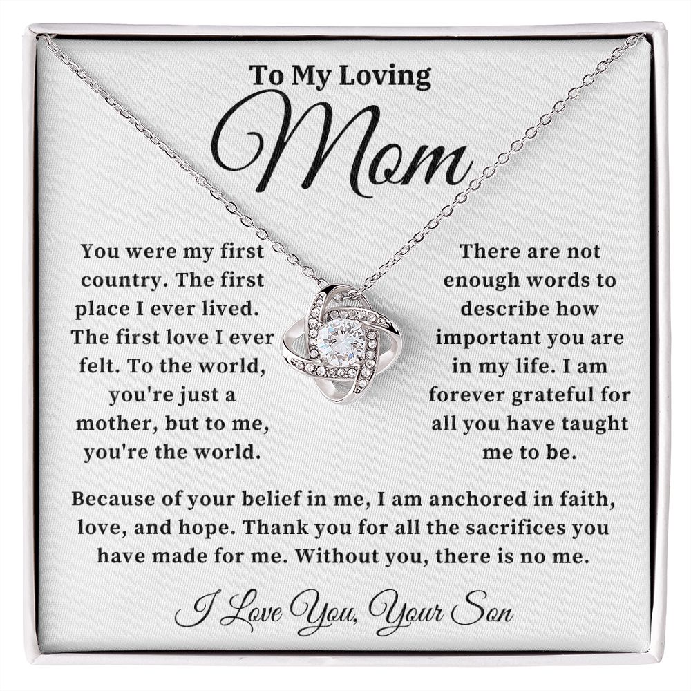 To My Loving Mom - The World - Love Knot Necklace