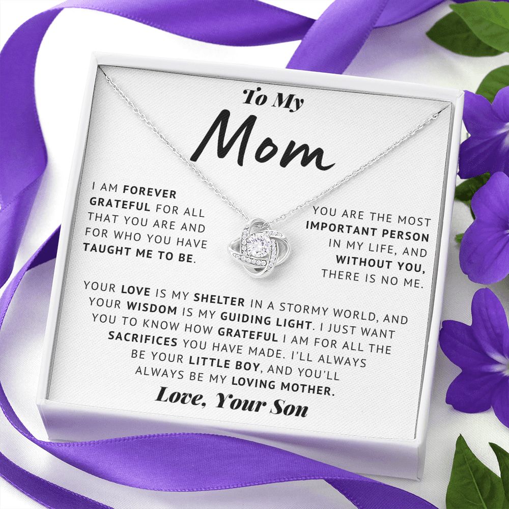 To My Mom - Thank You - Love Knot Necklace