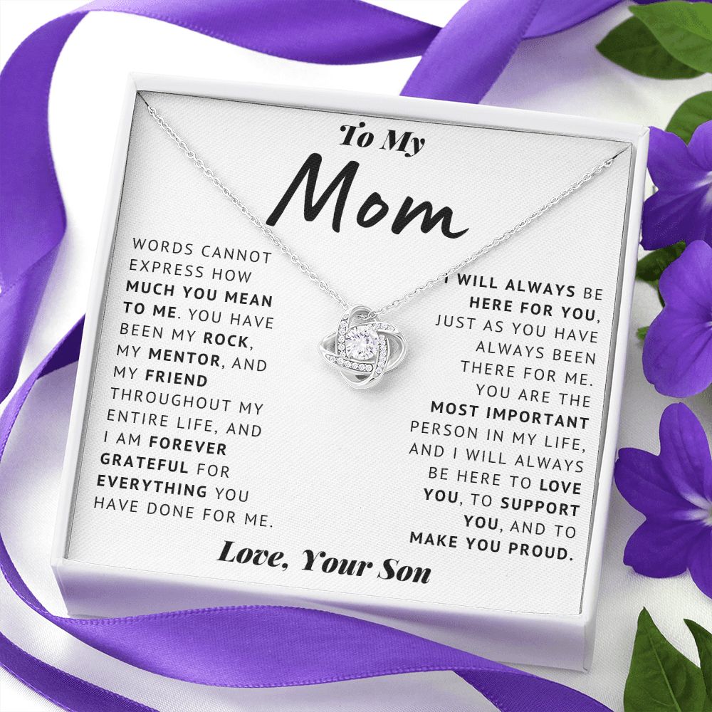 To My Mom - Thank You - Love Knot Necklace