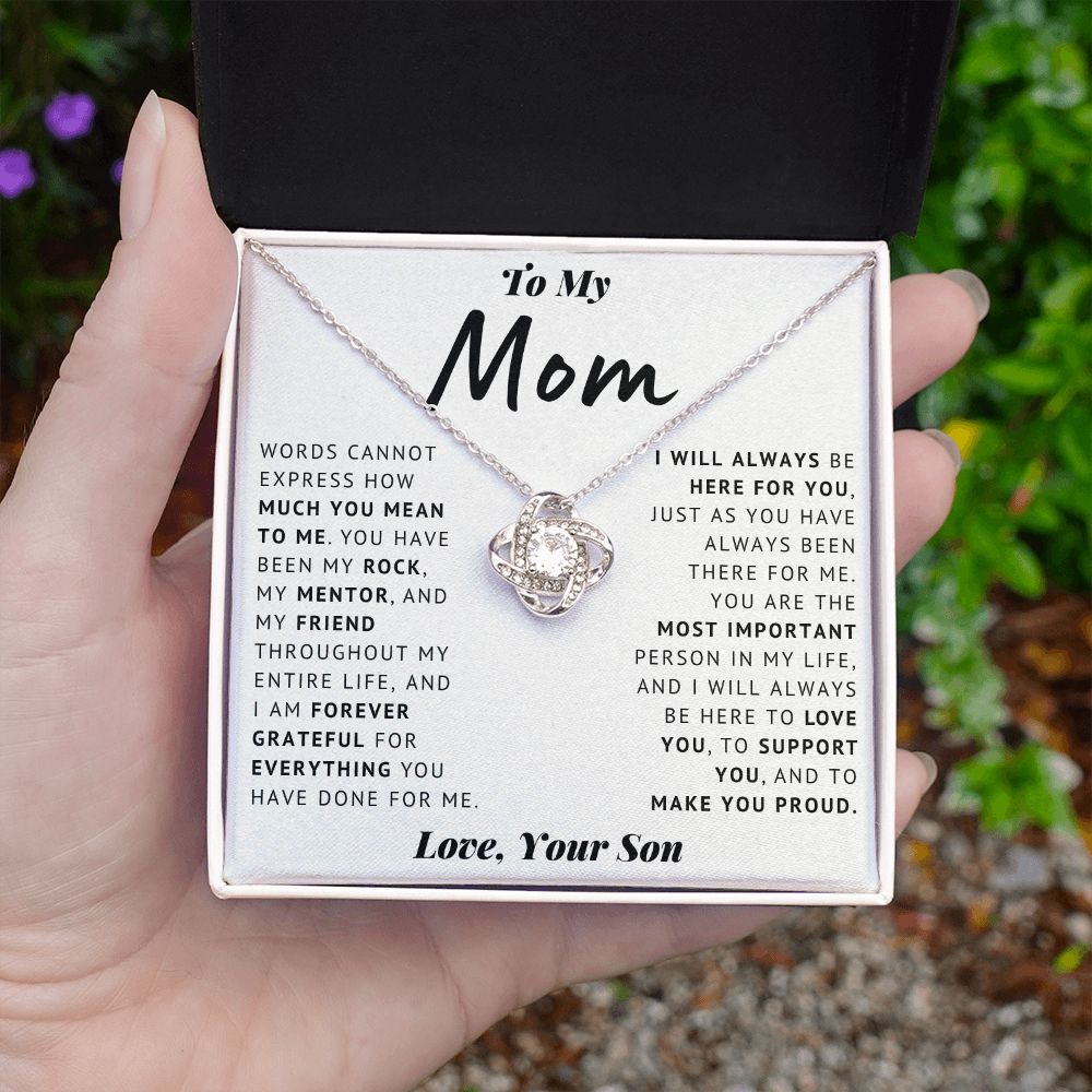 To My Mom - Thank You - Love Knot Necklace