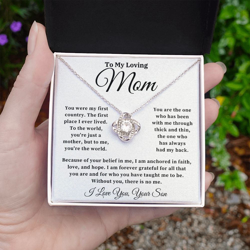 To My Loving Mom - The World - Love Knot Necklace