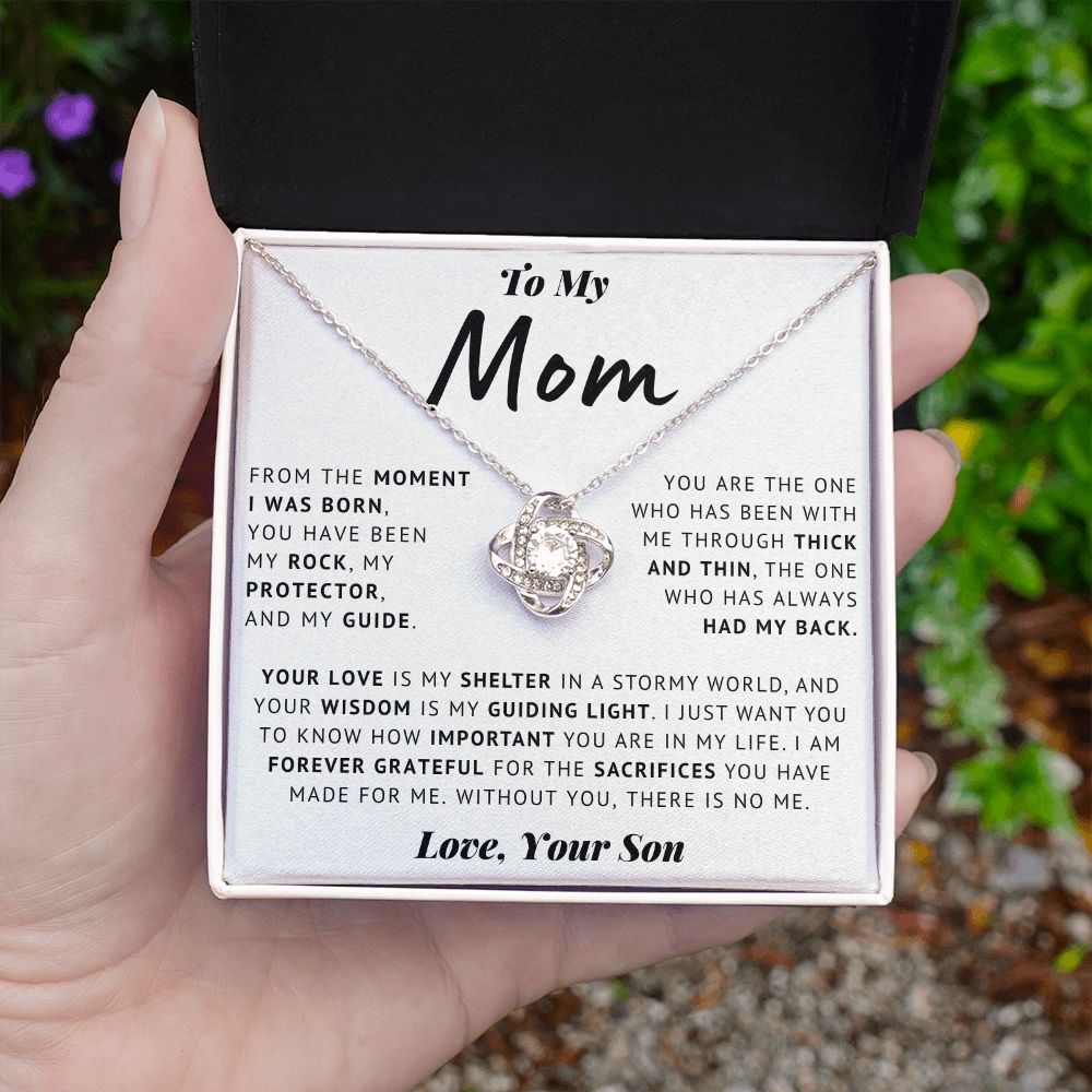 To My Mom - Grateful - Love Knot Necklace