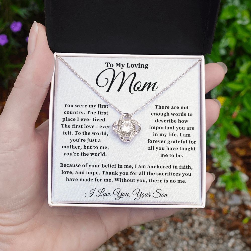 To My Loving Mom - The World - Love Knot Necklace