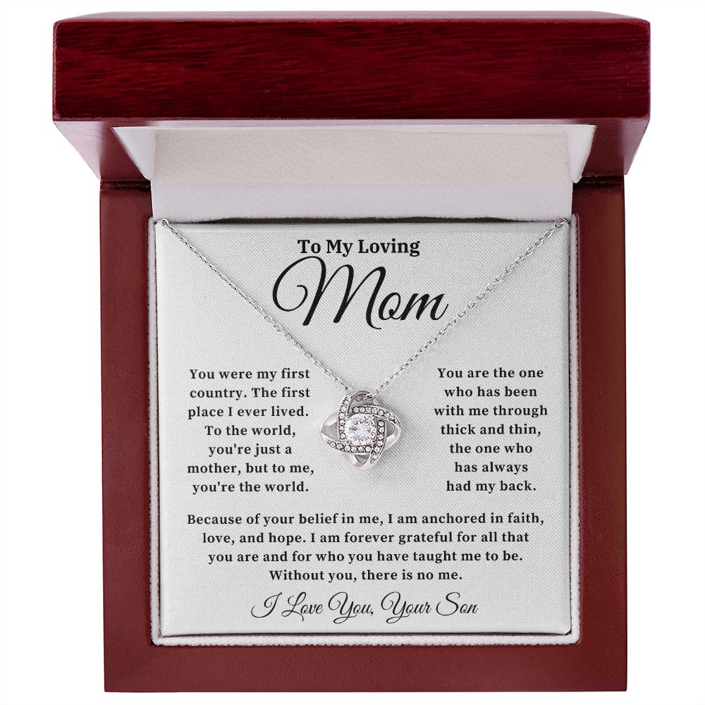 To My Loving Mom - The World - Love Knot Necklace