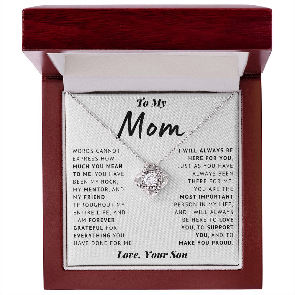 To My Mom - Thank You - Love Knot Necklace