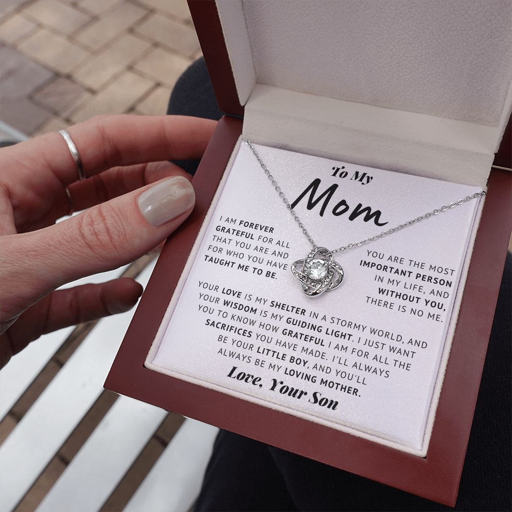 To My Mom - Thank You - Love Knot Necklace