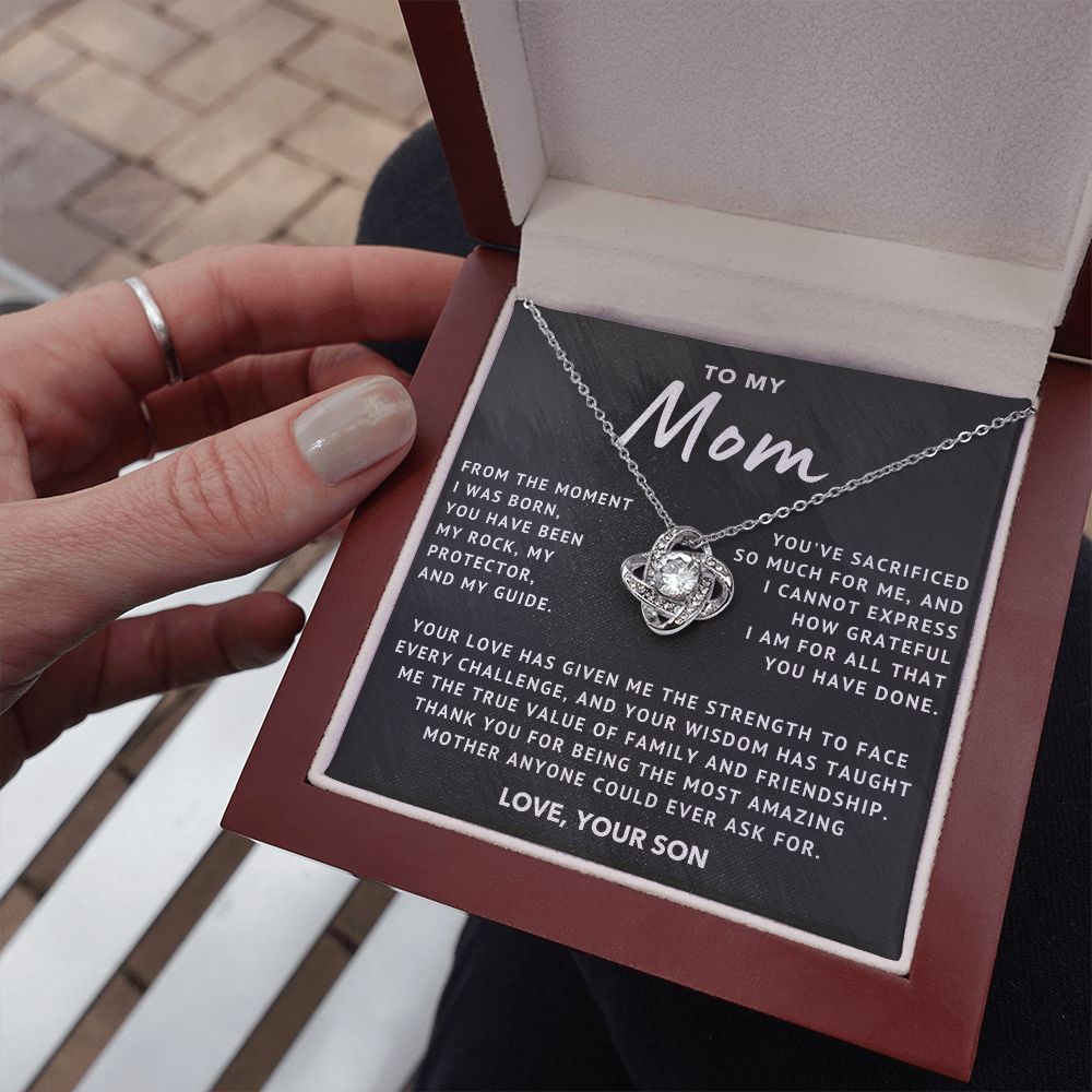 To My Mom - Grateful - Love Knot Necklace