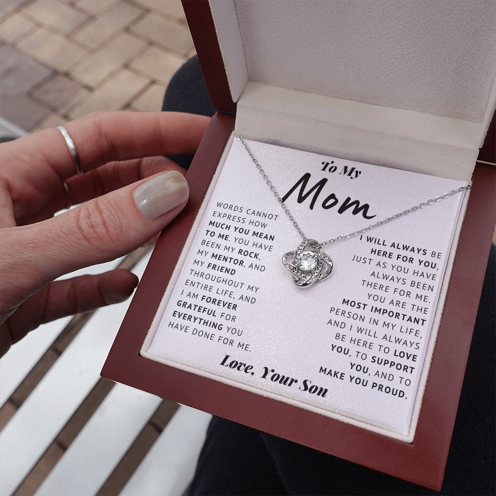 To My Mom - Thank You - Love Knot Necklace