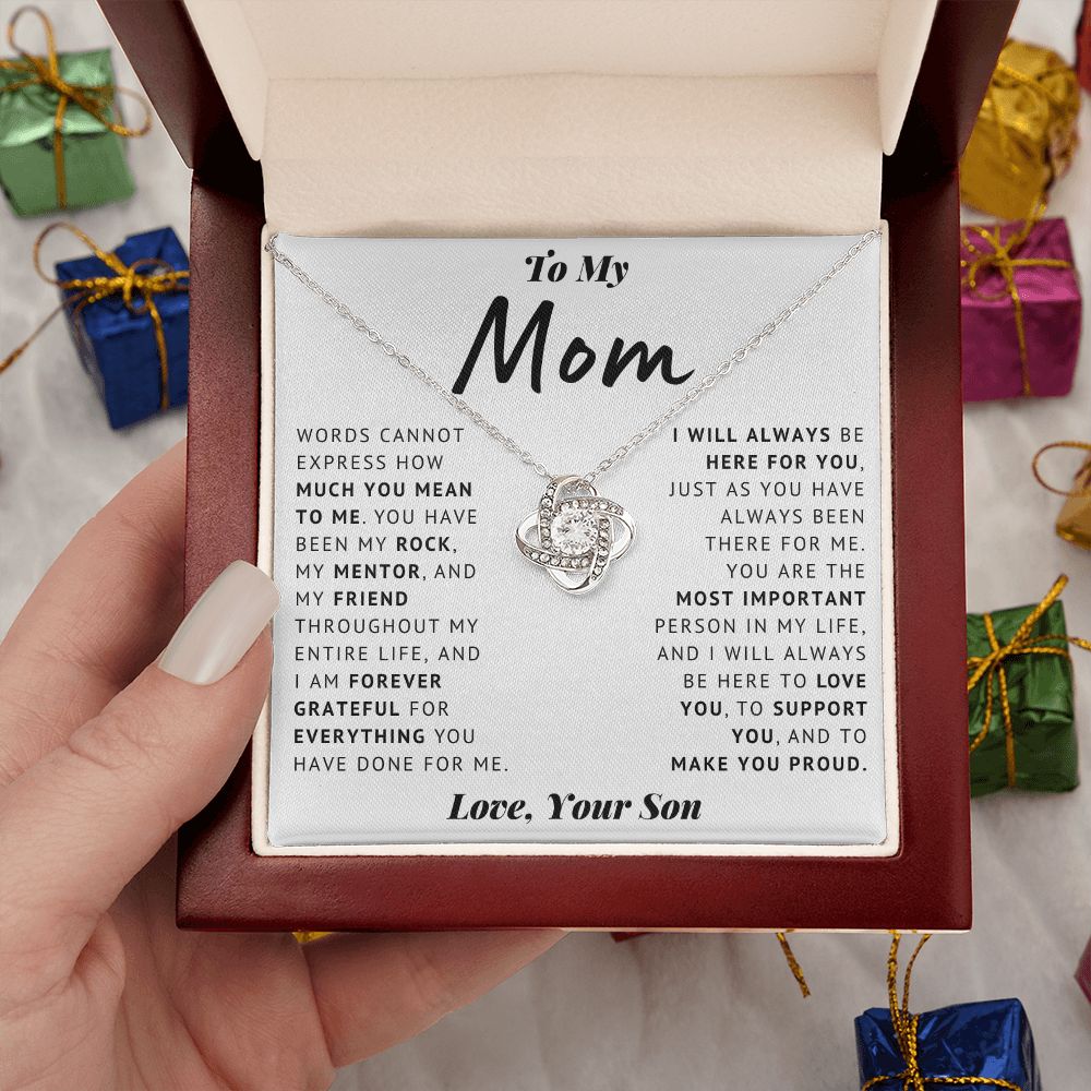 To My Mom - Thank You - Love Knot Necklace