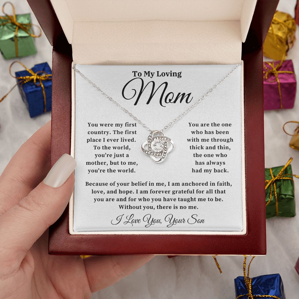 To My Loving Mom - The World - Love Knot Necklace