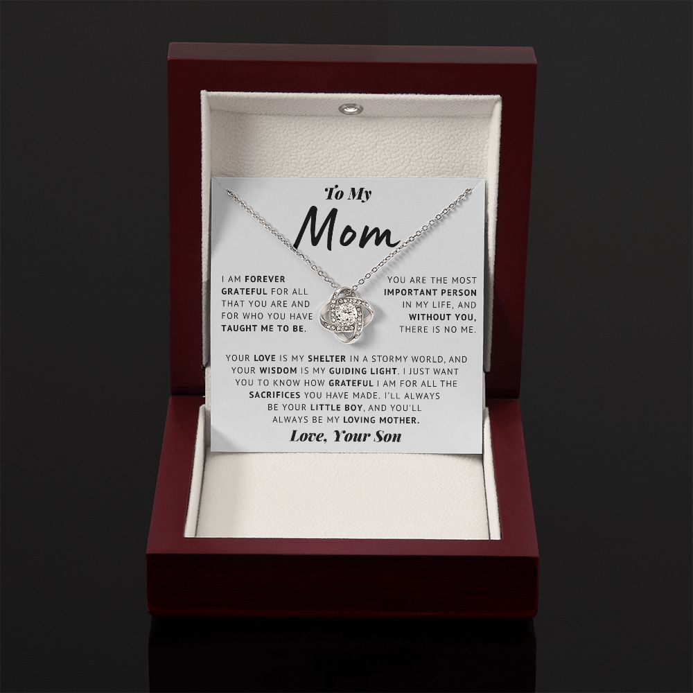 To My Mom - Thank You - Love Knot Necklace