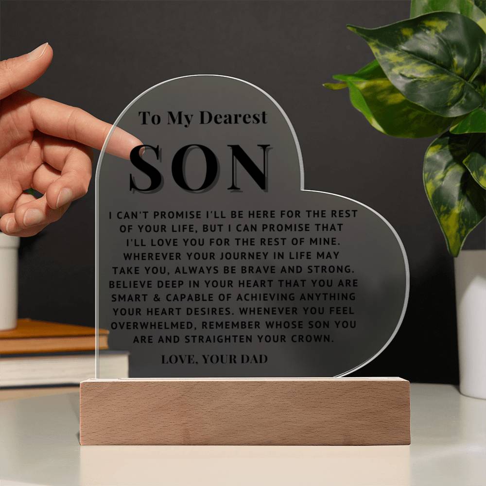 To My Son - Love You - Acrylic Heart Plaque