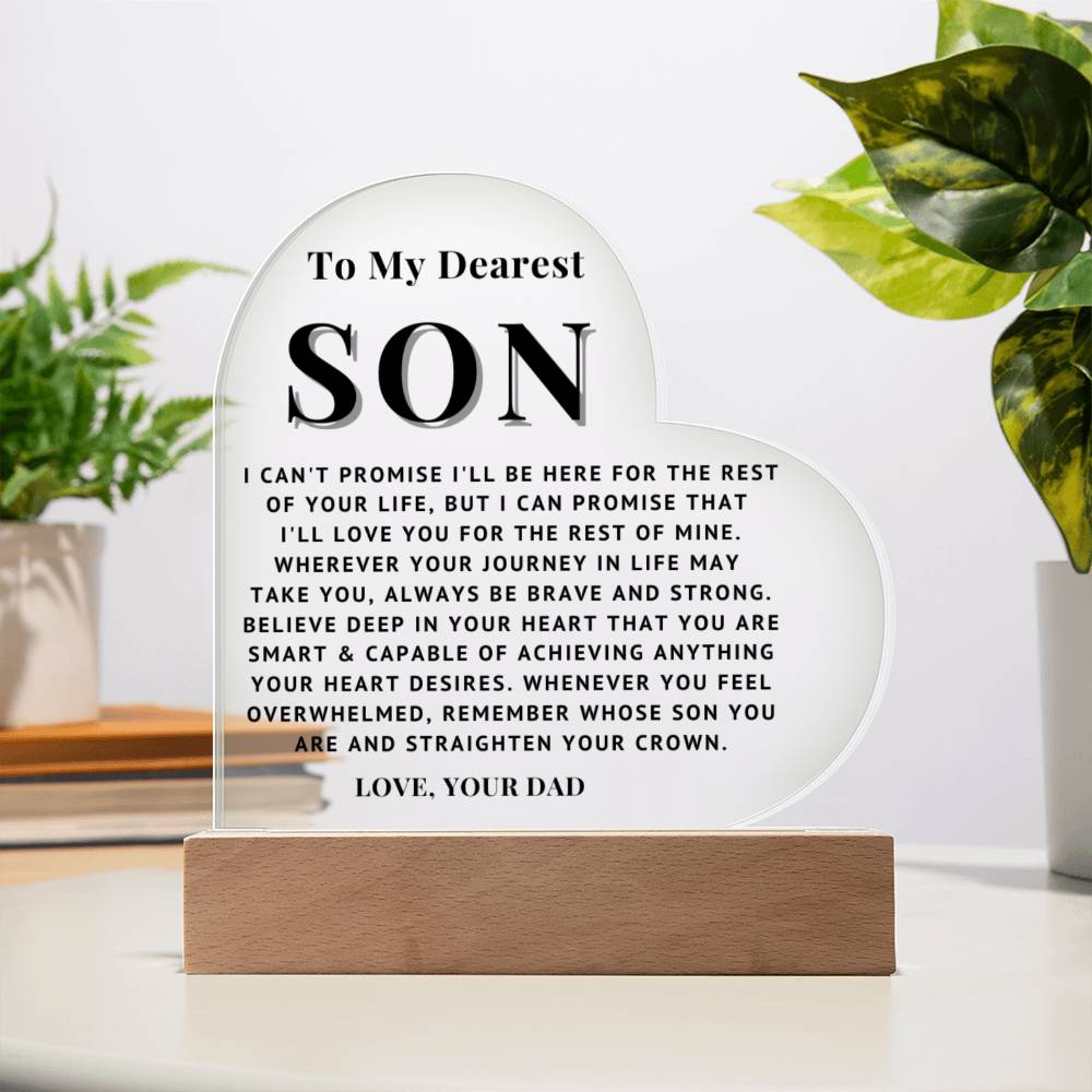 To My Son - Love You - Acrylic Heart Plaque