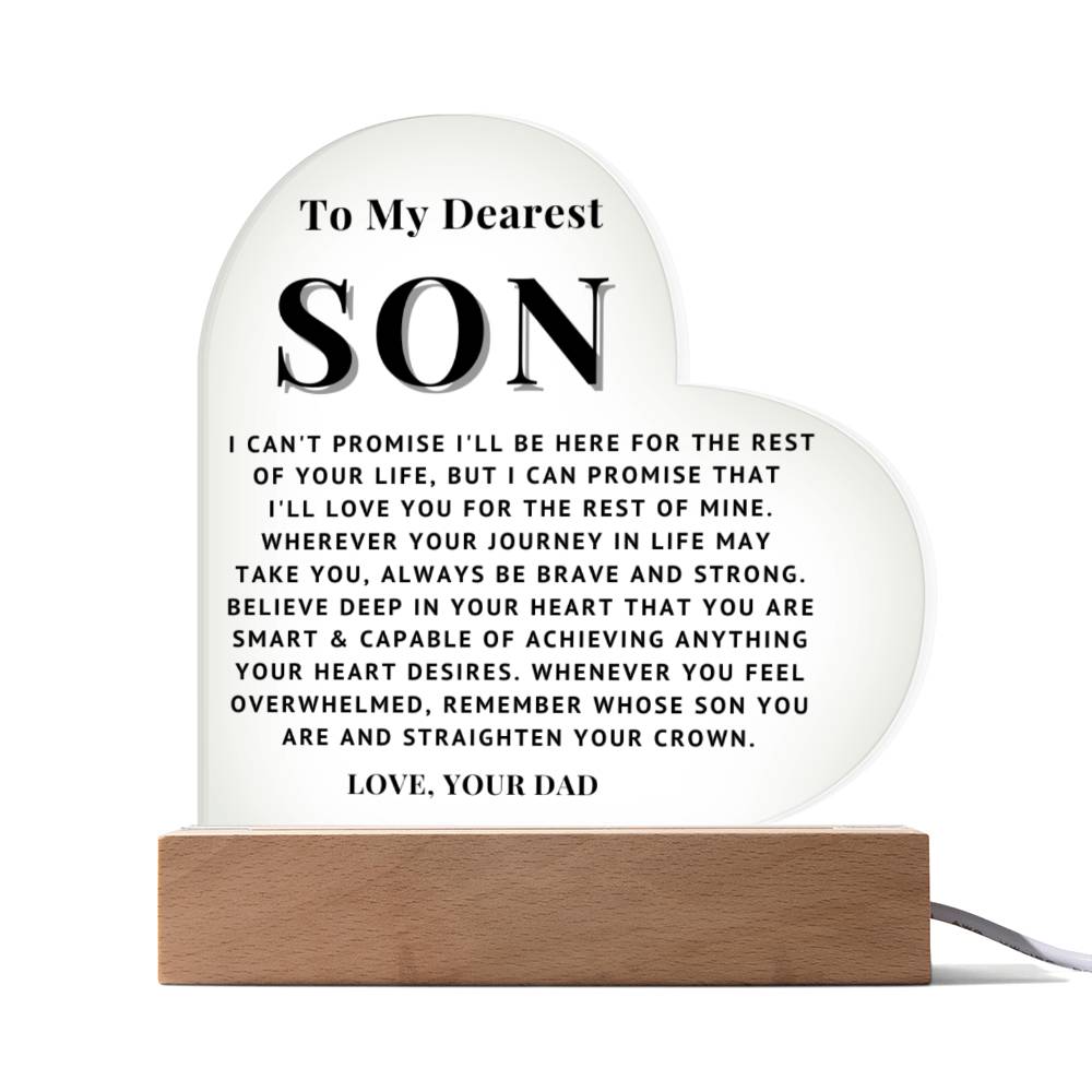 To My Son - Love You - Acrylic Heart Plaque