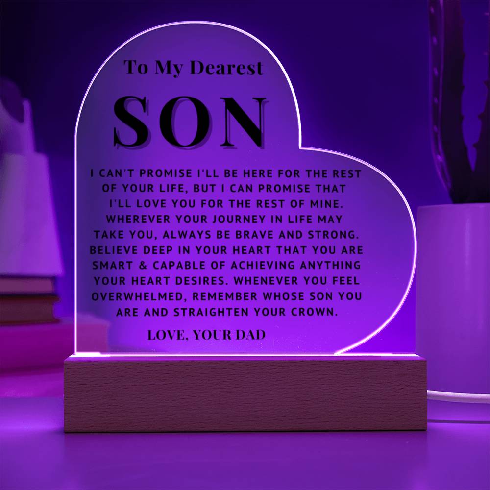 To My Son - Love You - Acrylic Heart Plaque