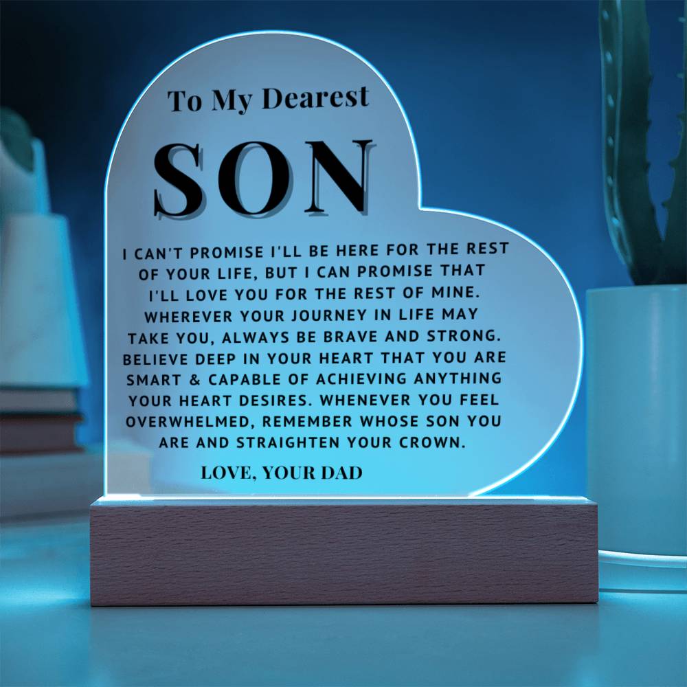 To My Son - Love You - Acrylic Heart Plaque