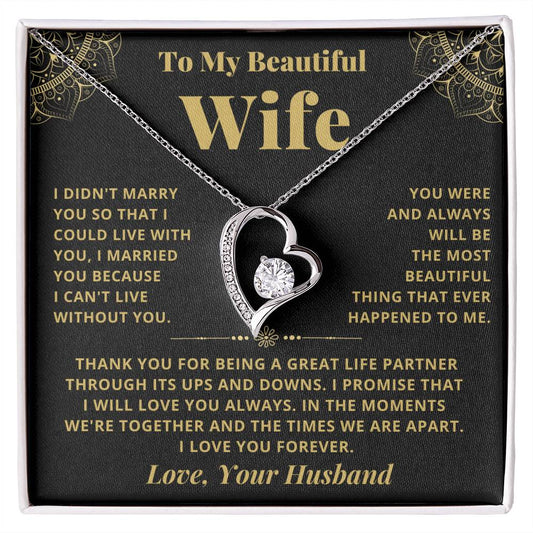 To My Beautiful Wife - Always - Forever Love Necklace