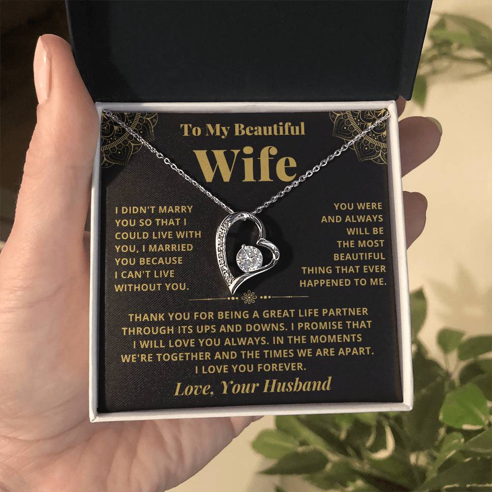 To My Beautiful Wife - Always - Forever Love Necklace