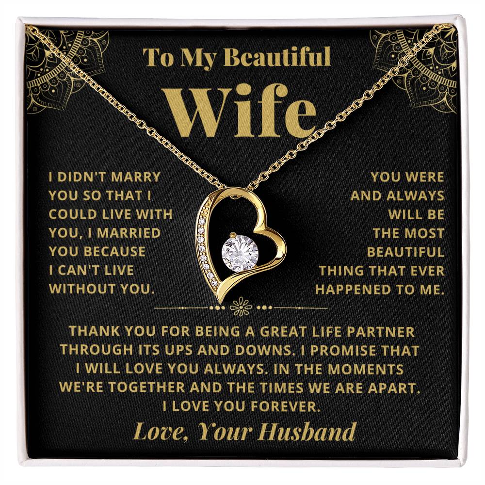 To My Beautiful Wife - Always - Forever Love Necklace