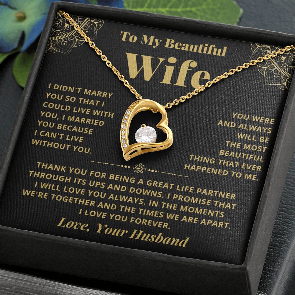 To My Beautiful Wife - Always - Forever Love Necklace